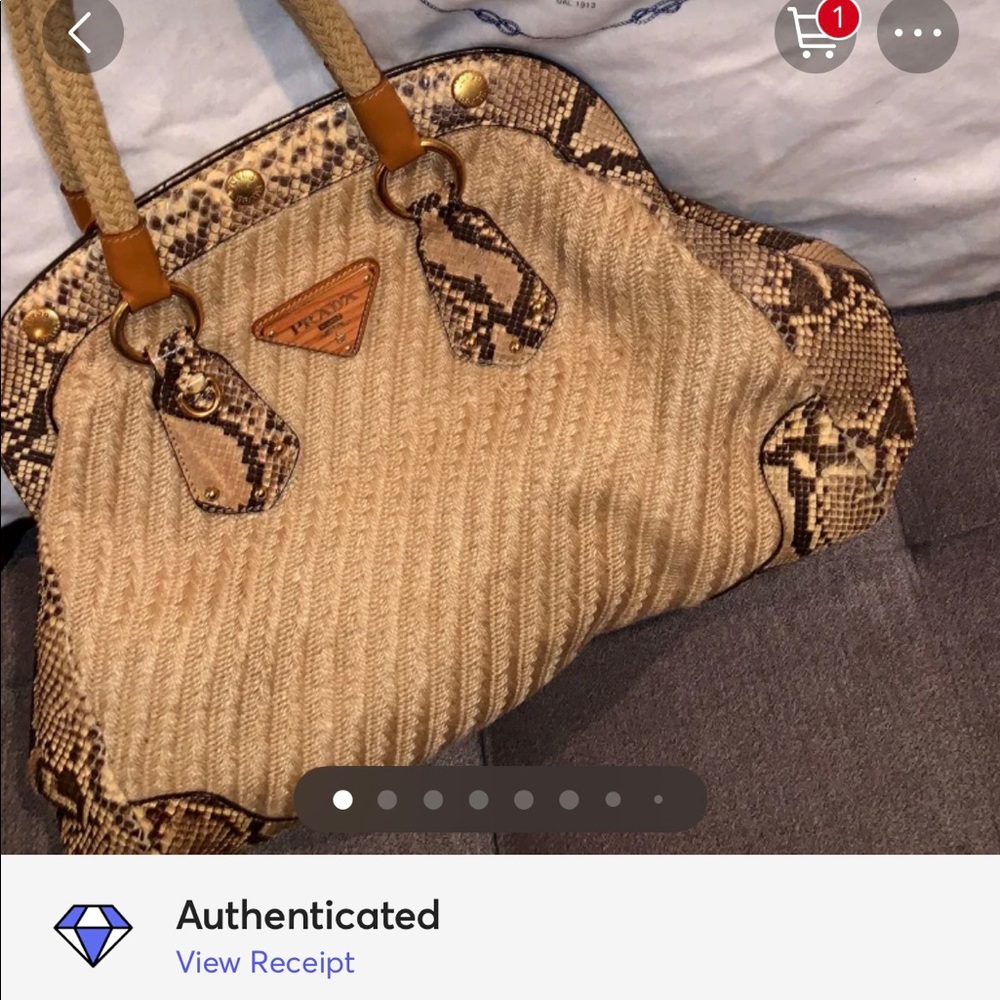 💯Authentic Prada Python Paglia Raffia Style Purse - Picture 2 of 14